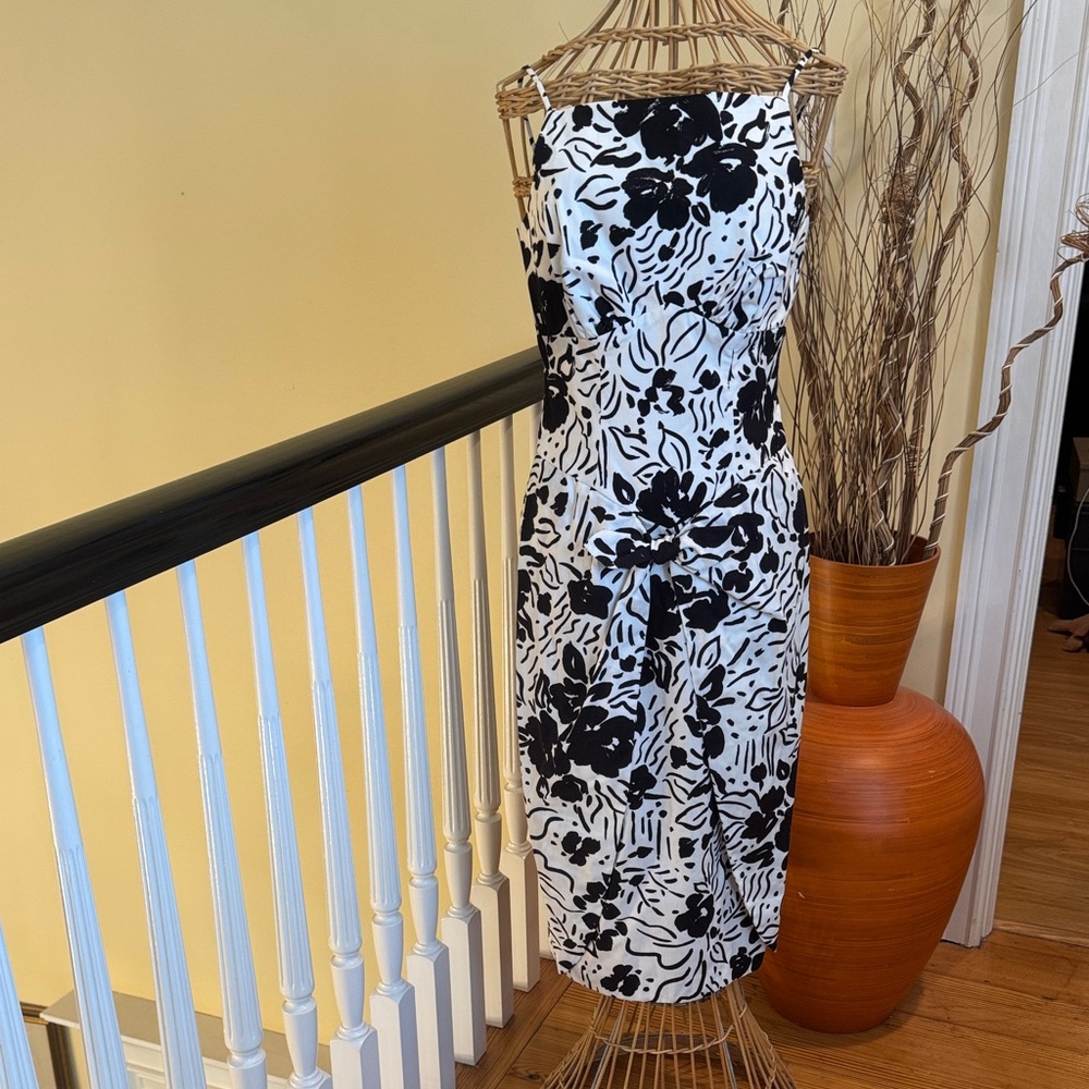 Leslie Lucks Vintage white and black dress Made in USA